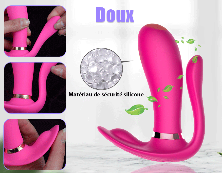 Vibromasseur 3 en 1 anal stimulateur de point G stimulateur de clitoris chauffant avec télécommande 9 modes