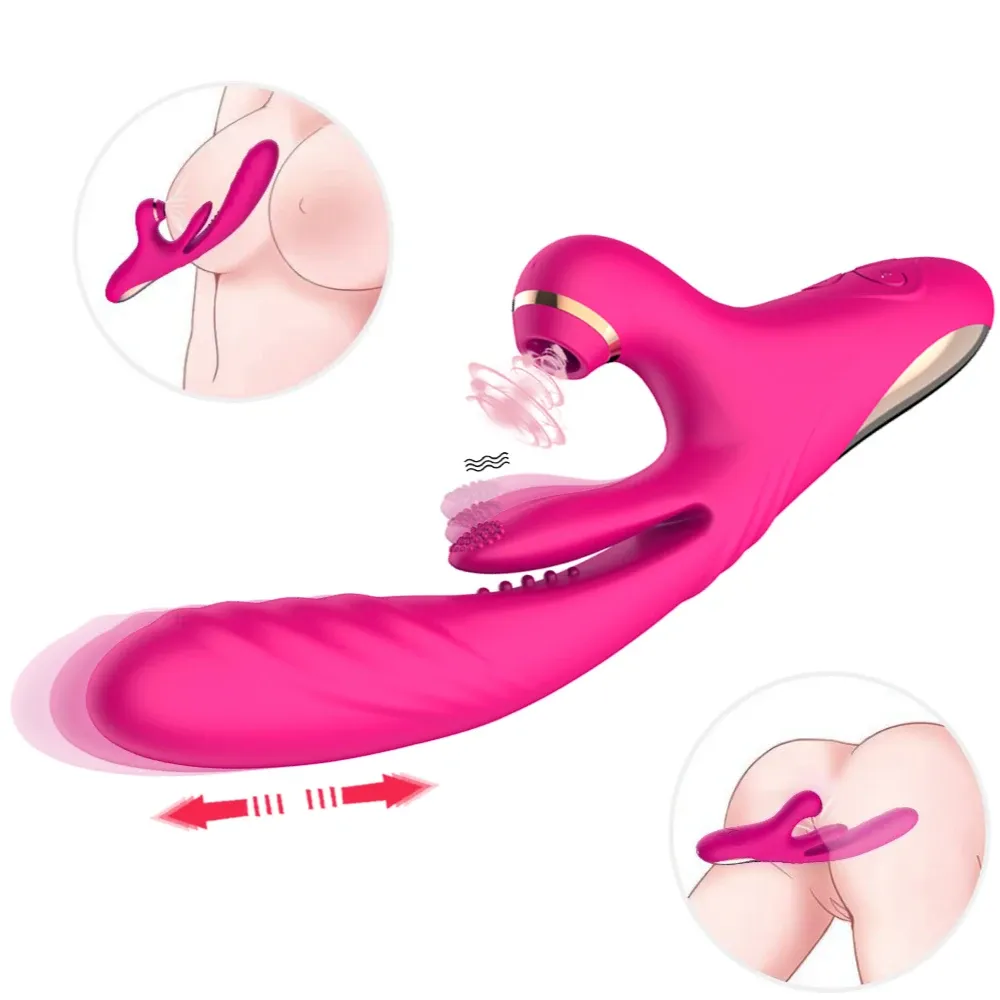 Vibromasseur à succion 3 en 1 clitoridien va-et-vient aspirateur clitoris stimulateur point G 7 niveaux de vibration